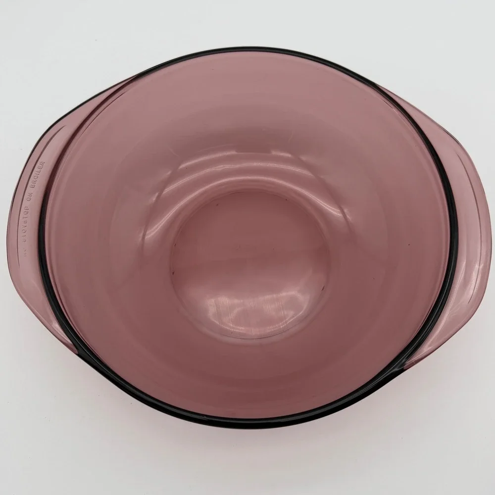 Pyrex‎ Cranberry Glass Covered Casserole Dish 624C Corning USA Retro Baking Dish